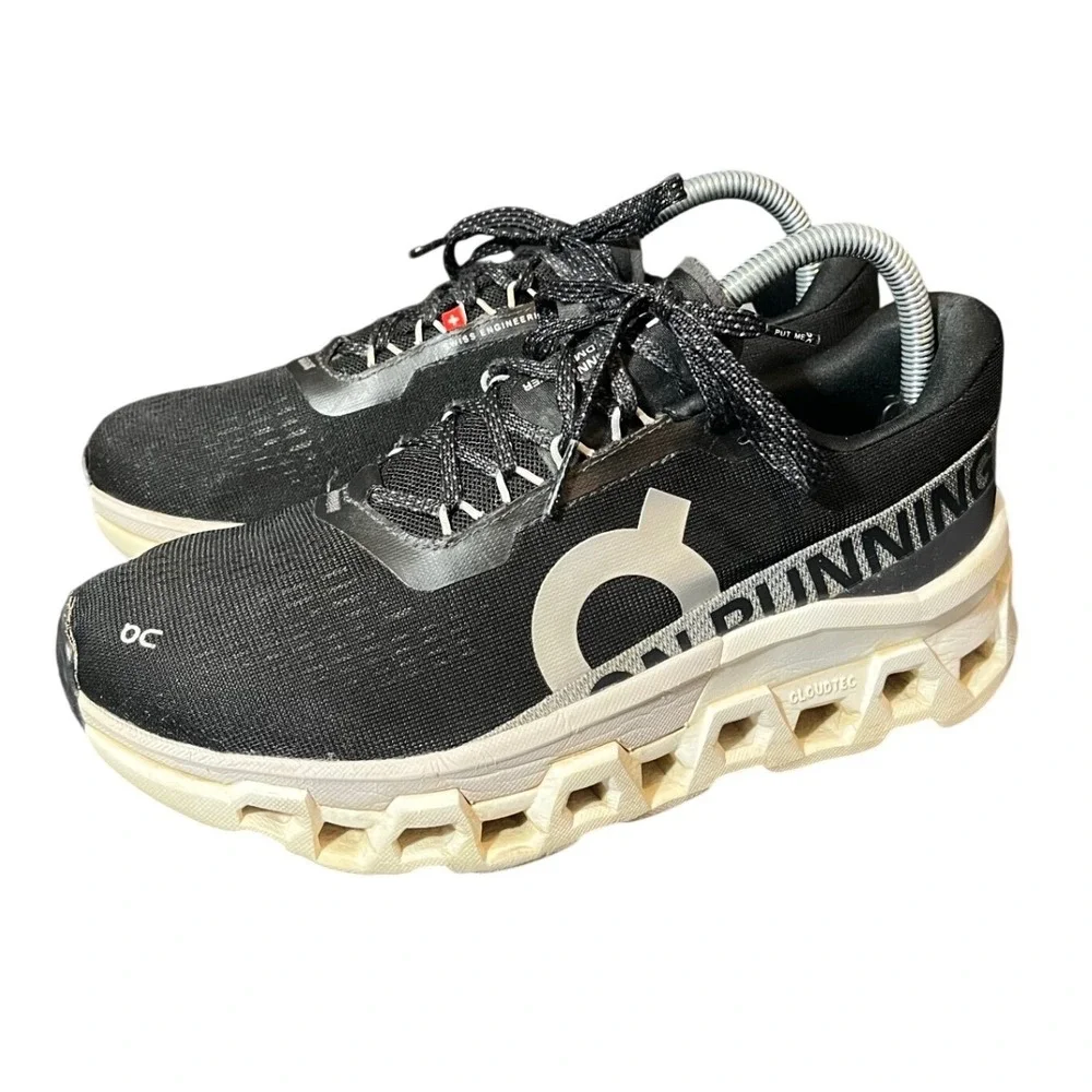 On Cloudmonster Running Shoes Womens 8.5 Black Swiss Engineering CloudTec